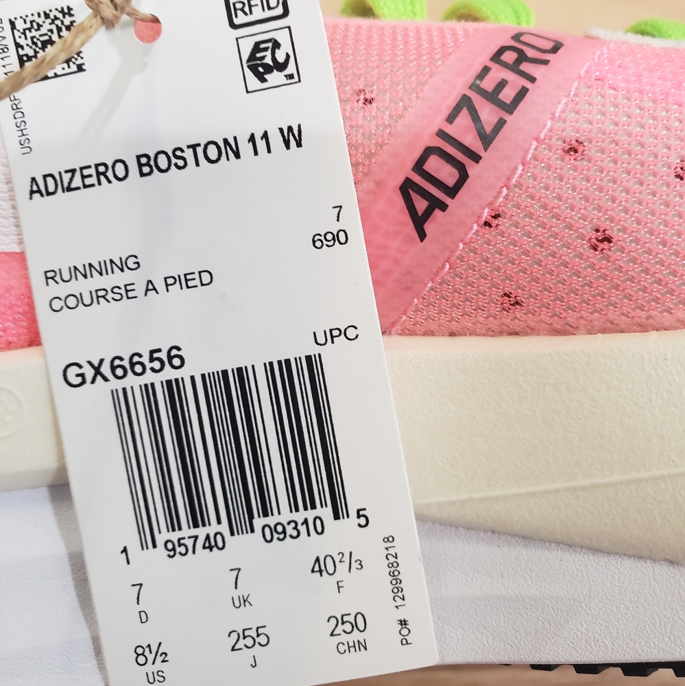 Adidas Adizero Boston 11 Beam Pink Green Bright Neon Running Sneakers Women 8.5 - Picture 11 of 11